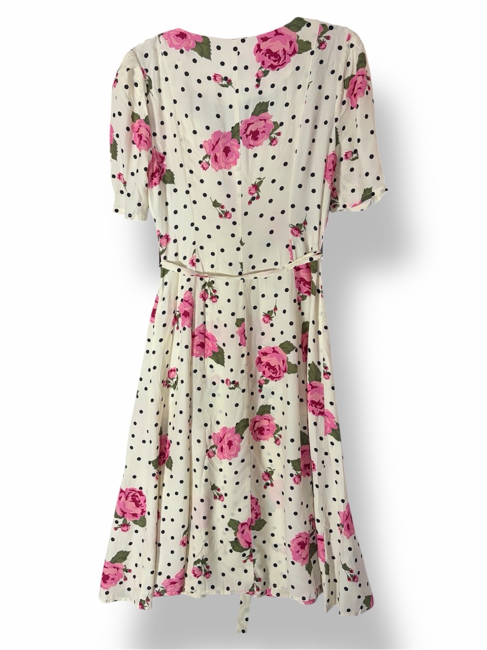 LPA Bambina Dress in Dotty Rose Floral Polkadot Button Front Belted Midi S - Picture 4 of 9